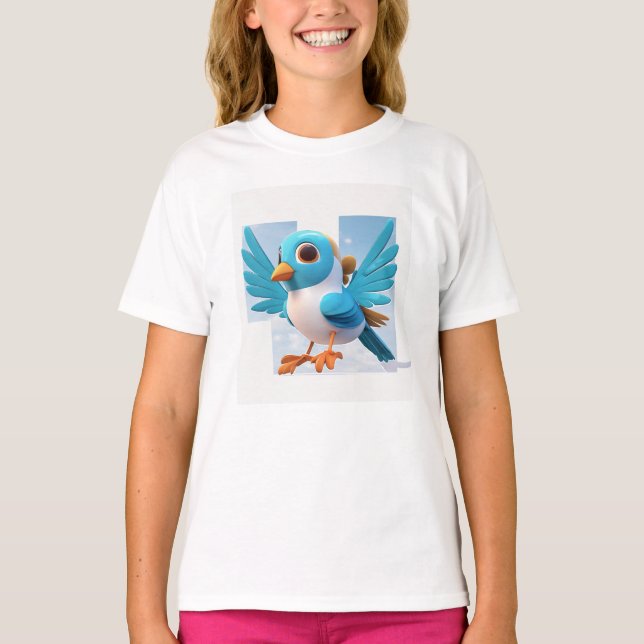 Filles Vêtements Modèle Oiseaux Filles T-shirt enf (Devant)