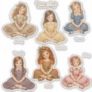 Filles Vintage : Autocollants de la Collection Ass