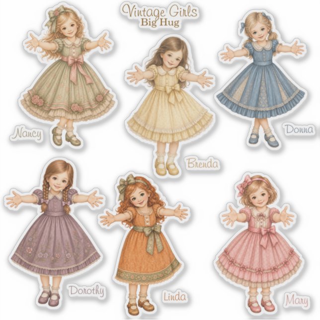Filles Vintage : Autocollants de la collection Big (Devant)