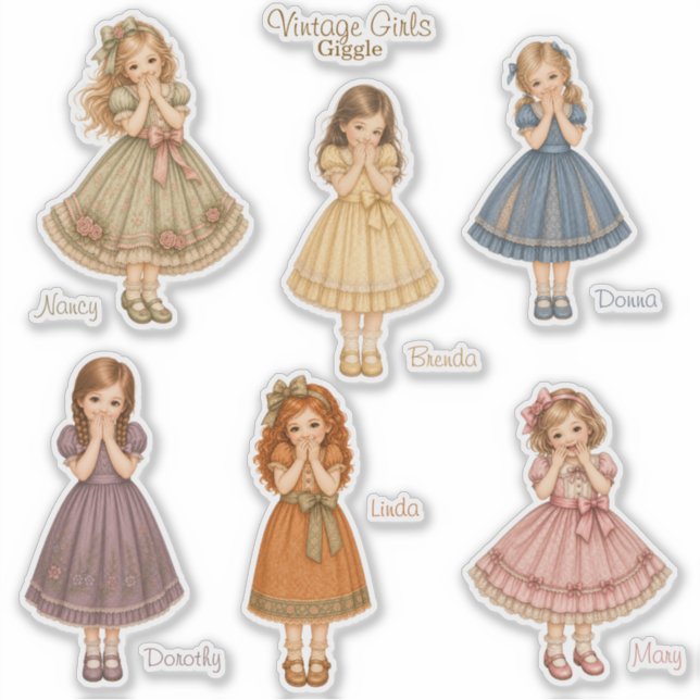Filles Vintage : Autocollants de la Collection Gig (Devant)