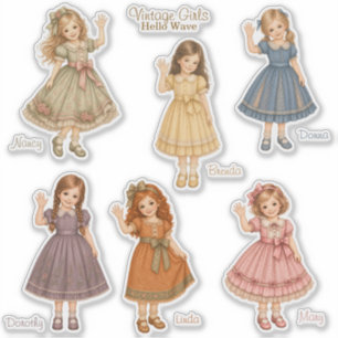 Filles Vintage : Autocollants de la collection Hel