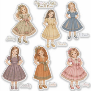 Filles Vintage : Autocollants de la collection Pro
