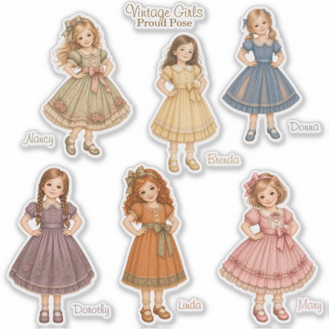 Filles Vintage : Autocollants de la collection Pro (Devant)