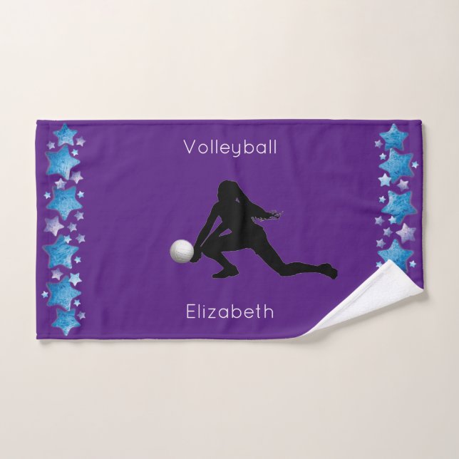 Filles Volley-ball creuser des étoiles violettes s (Serviette à main)