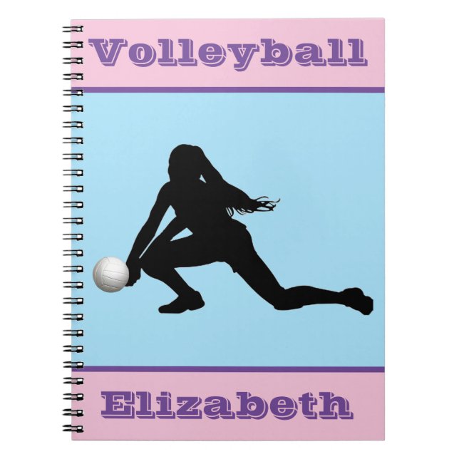 Filles Volley-ball rose, bleu, Carnet violet (Devant)