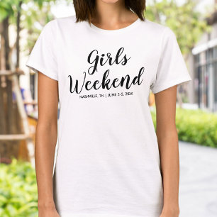 Filles Week-end Away T-shirt Personnalisé Lieu Dat
