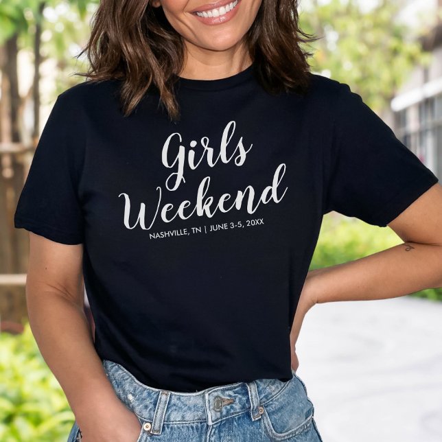 Filles Week-end Away T-shirt Personnalisé Lieu Dat (Créateur téléchargé)