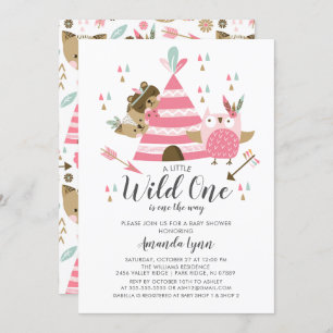 Filles Wild One Baby shower Invitation
