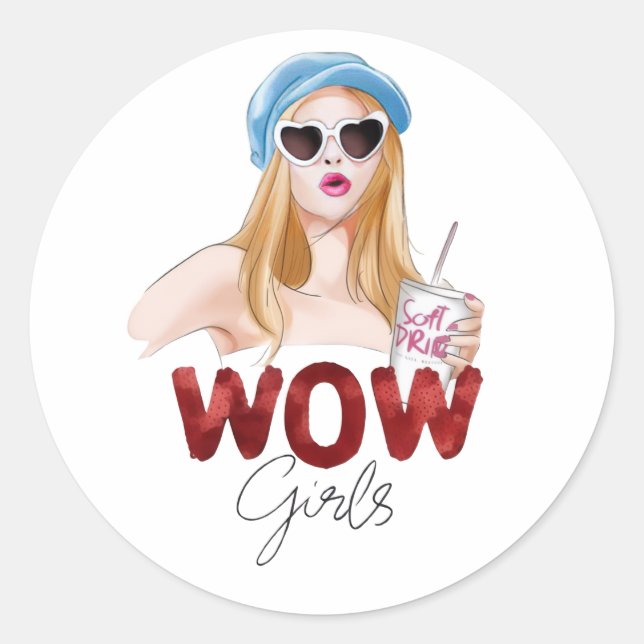 Filles WOW Autocollant Esthétique | Mode Paillette (Devant)