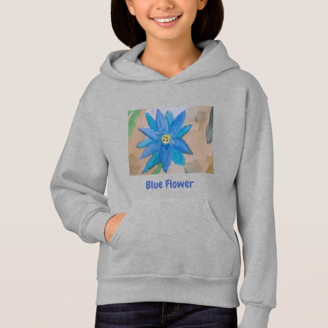 Fillette au sweat-shirt Fleur Bleue (Devant)