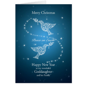 Filleule et famille, colombes de Noël de paix