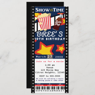 Film Cinema Popcorn VIP Party Invitation de billet