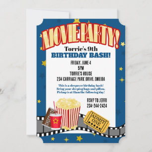 Film Night Stars Anniversaire Fête Invitation