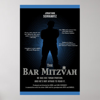 Film Star Bar Mitzvah Poster Black Navy Blue