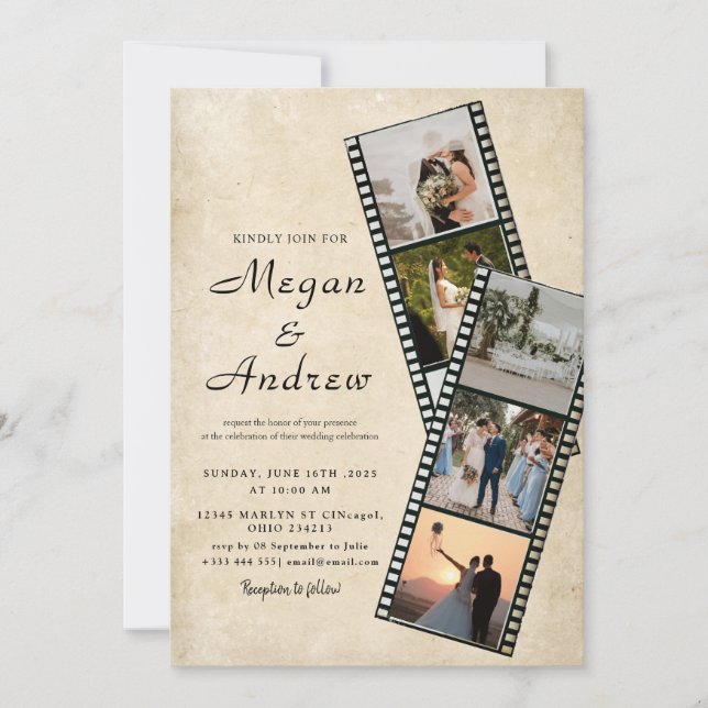 Film Strip Photo wedding Invitation (Devant)