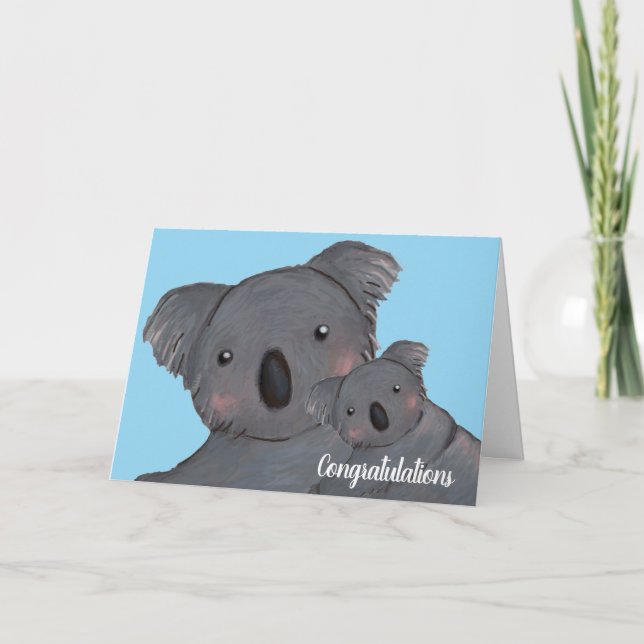 Fils bébé félicitations koala carte bleue (Devant)