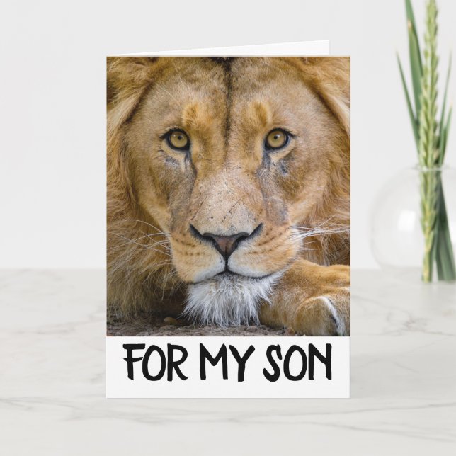 FILS BIRTHDAY LION (GRAND CHAT) CARTE (Devant)