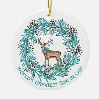 Fils Bleu Moderne En Droit Deer Ornement Céramique