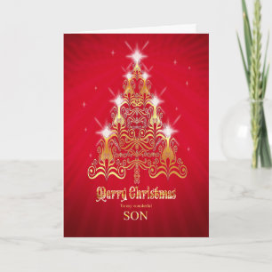 Fils, carte de Noël stylisée d'arbre de Noël