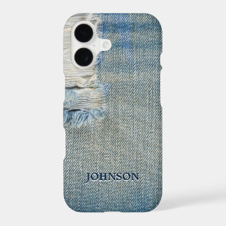 Fils de jean bleu cool et drôle Monogramme personn