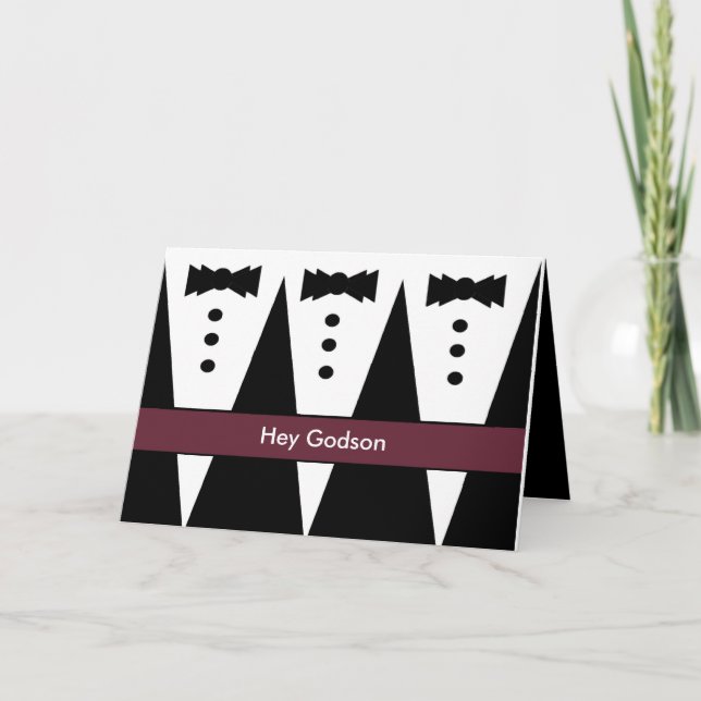 Fils d'honneur CUSTOM NAME Invitation Trois Tuxedo (Devant)