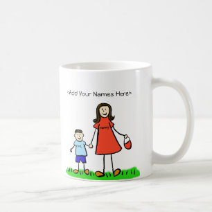 Fils et maman - Brunette Famille Mugs de café pers