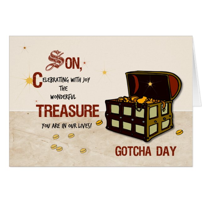 Fils Gotcha Day avec trésor de pirates (Devant horizontal)