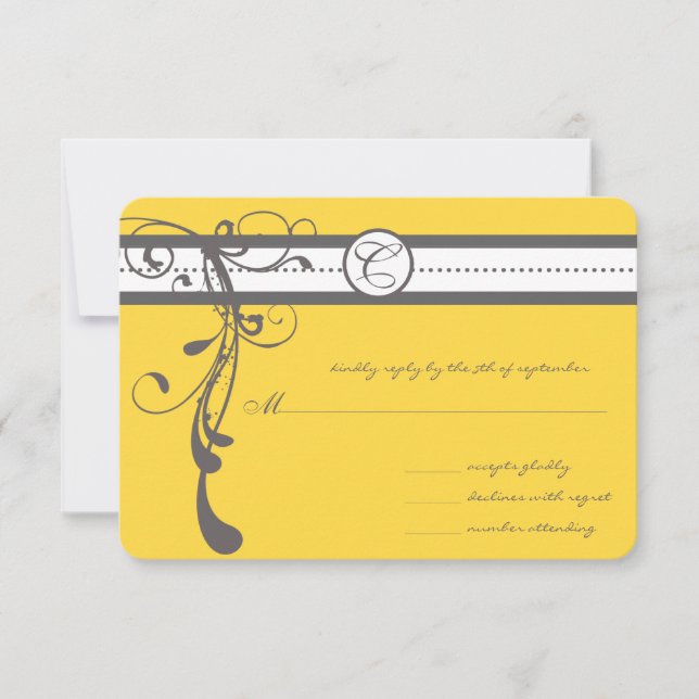 Fils Gris Charbon Bight Mariage Jaune RSVP (Devant)