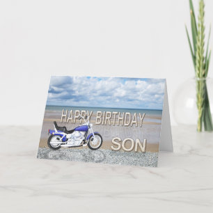 Fils, une carte d'anniversaire avec un vélo de