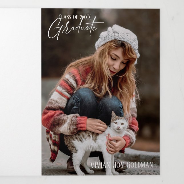 Fin D'année Trois Volets 5 Photo Triplé Carte de Graduation (Page de couverture)