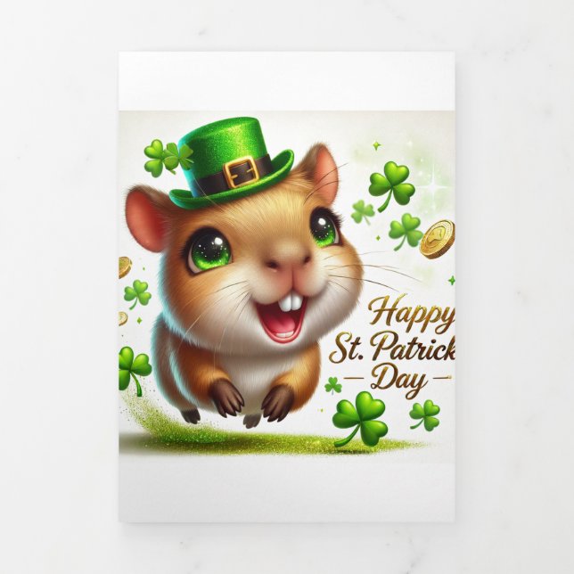Fin D'année Trois Volets Carte de la Saint Patrick avec Capybara (Page de couverture)