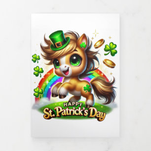 Fin D'année Trois Volets Carte de la Saint Patrick avec Cheval