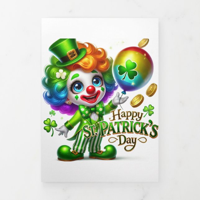 Fin D'année Trois Volets Carte de la Saint Patrick avec Clown (Page de couverture)