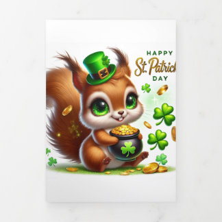 Fin D'année Trois Volets Carte de la Saint Patrick avec écureuil