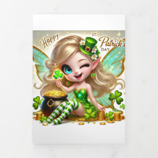Fin D'année Trois Volets Carte de la Saint Patrick avec Fairy
