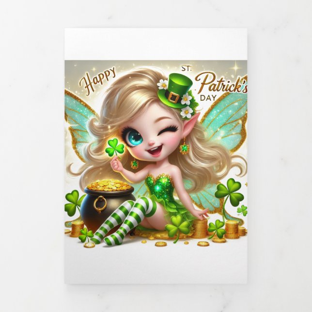 Fin D'année Trois Volets Carte de la Saint Patrick avec Fairy (Page de couverture)