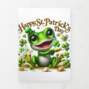 Fin D'année Trois Volets Carte de la Saint Patrick avec grenouille