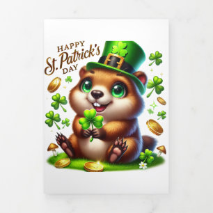 Fin D'année Trois Volets Carte de la Saint Patrick avec Marmot