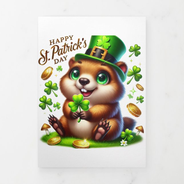 Fin D'année Trois Volets Carte de la Saint Patrick avec Marmot (Page de couverture)