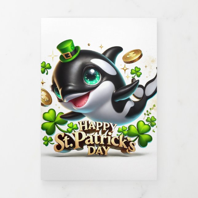 Fin D'année Trois Volets Carte de la Saint Patrick avec Orca (Page de couverture)