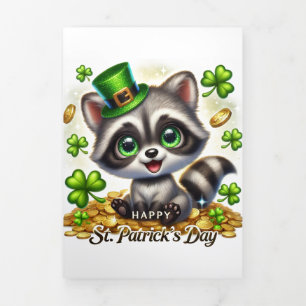 Fin D'année Trois Volets Carte de la Saint Patrick avec Raccoon