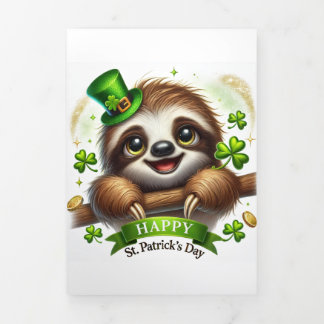 Fin D'année Trois Volets Carte de la Saint Patrick avec Sloth