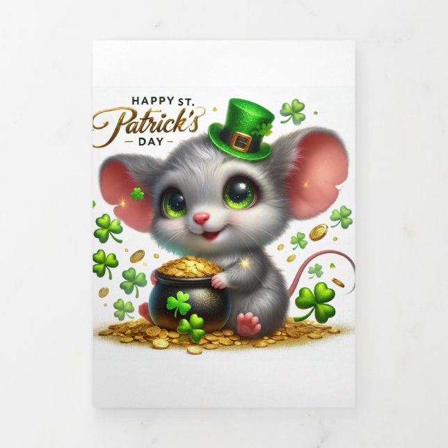 Fin D'année Trois Volets Carte de la Saint Patrick avec souris (Page de couverture)