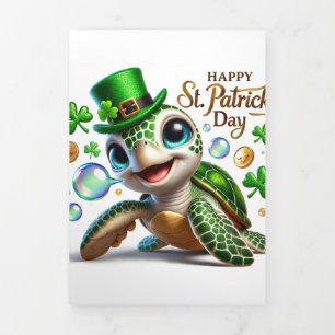 Fin D'année Trois Volets Carte de la Saint Patrick avec tortue de mer Festi