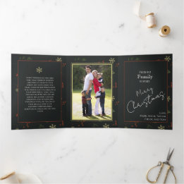 Fin D'année Trois Volets Carte de Noël personnalisée avec photo de famille 