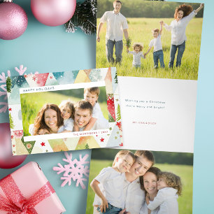 Fin D'année Trois Volets Carte de Noël photo abstraite aquarelle amusante