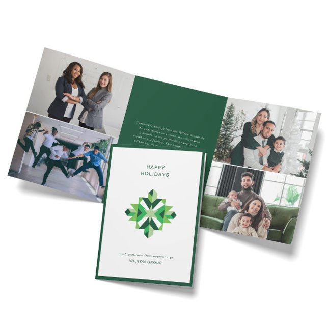 Fin D'année Trois Volets Carte de vacances Abstraite Snowflake Corporate (Créateur téléchargé)