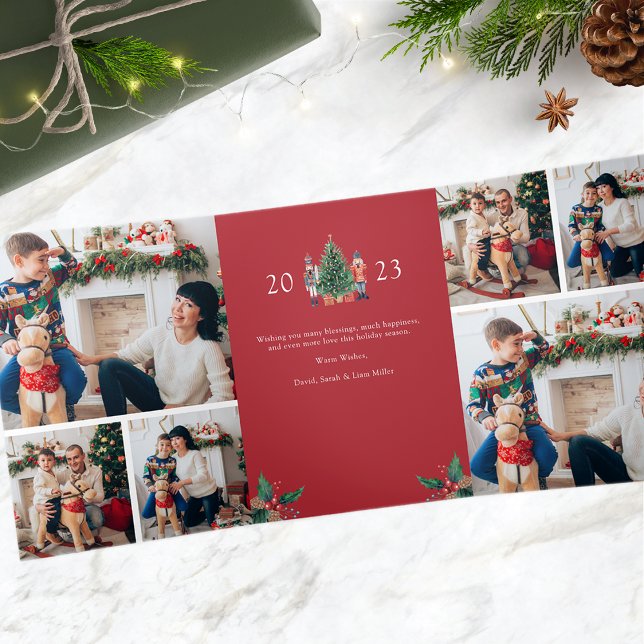 Fin D'année Trois Volets Carte de vacances photo triptyque (2023 Nutcracker Photo Trifold Holiday Card)