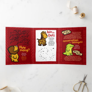 Fin D'année Trois Volets Carte de voeux de Lion de la faune triplée