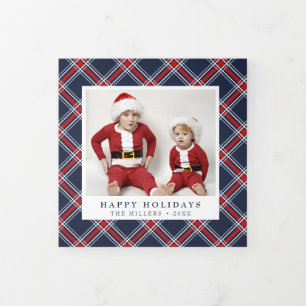 Fin D'année Trois Volets Carte photo de Noël de la Marine Rouge